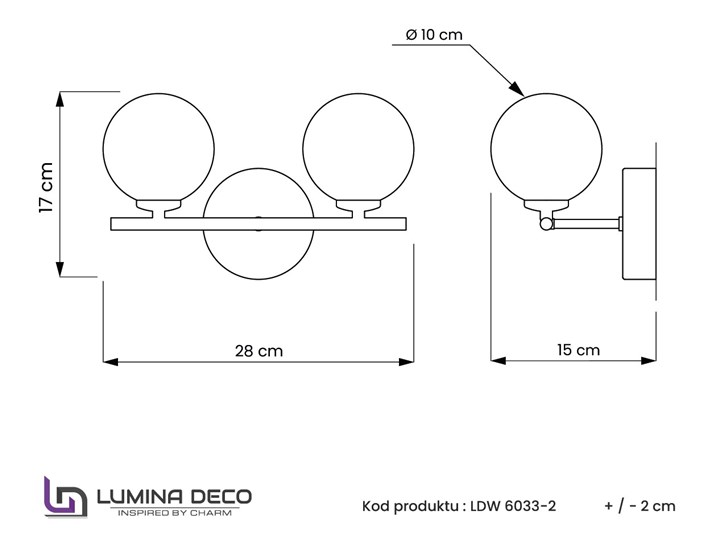 KINKIET LAMPA ŚCIENNA NOWOCZESNA ZŁOTA MARSIADA W2 LUMINA DECO Szkło Kinkiet LED Kinkiet z abażurem Metal Styl Nowoczesny Kinkiet z kloszem Kolor Złoty