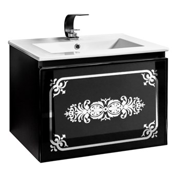 Szafka czarno srebrna pod umywalkę Sanitti Vintage 60 front szklany