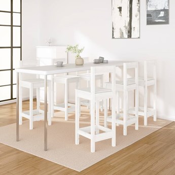 vidaXL Krzesła barowe, 6 szt., białe, lite drewno sosnowe