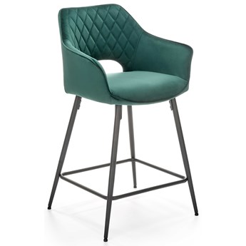 Hoker, krzesło barowe H107 velvet ciemny zielony
