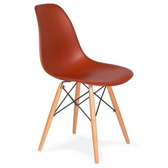 Krzesło z tworzywa DSW WOOD ceglasty.28 - podstawa drewniana bukowa