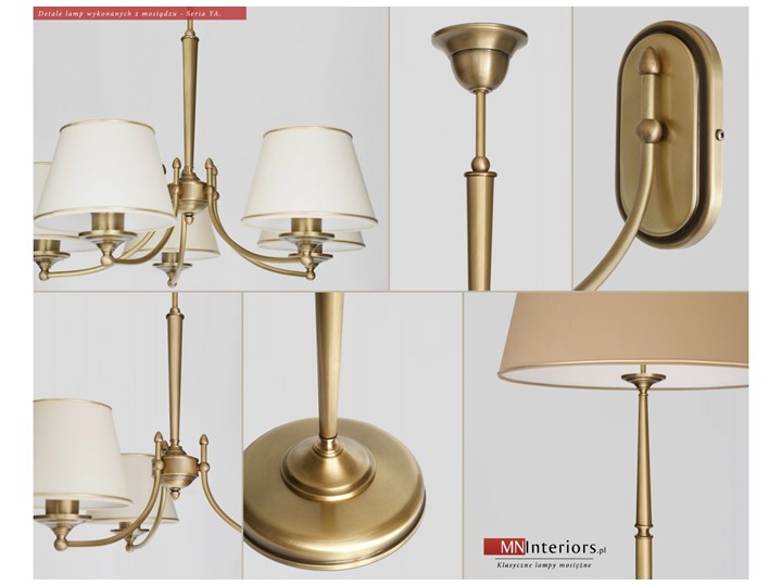 Lampa podłogowa z abażurem YA-P1 Lampa z abażurem Mosiądz Lampa LED Kolor Beżowy