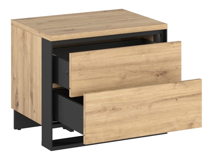 Stolik nocny QUANT QS-03 dąb artisan/czarny Płyta meblowa Styl Nowoczesny Płyta laminowana Wysokość 48 cm Głębokość 41 cm Płyta MDF Drewno Szerokość 55 cm Nocne Pomieszczenie Sypialnia