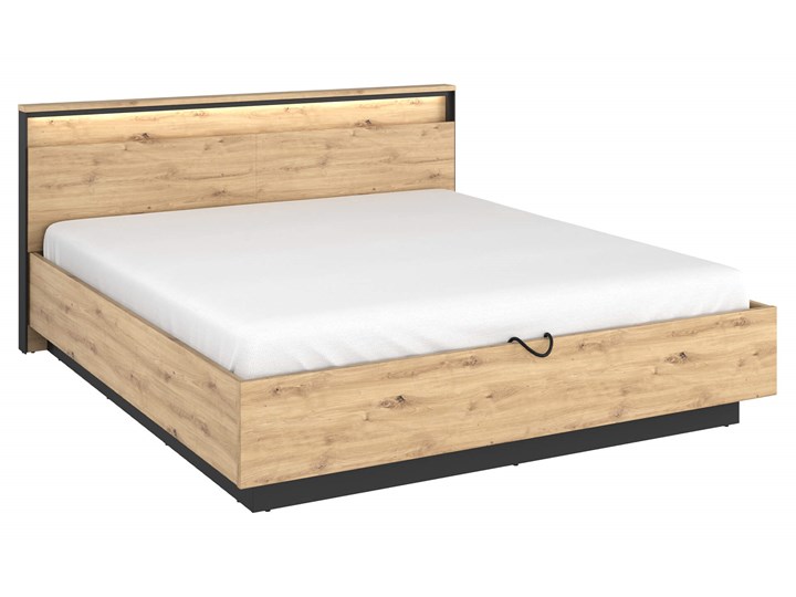 Łóżko 160x200 QUANT QS-02 dąb artisan/czarny Metal Rozmiar materaca 160x200 cm