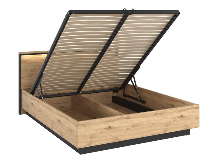 Łóżko 160x200 QUANT QS-02 dąb artisan/czarny Metal Styl Nowoczesny