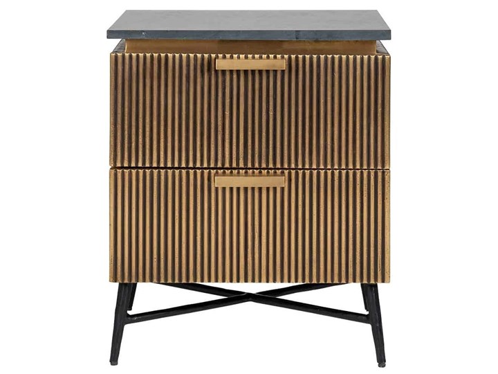Szafka nocna RICHMOND IRONVILLE - marmur, metal, MDF, sklejka brzozowa Nocne Płyta laminowana Płyta MDF Styl Nowoczesny Kolor Czarny
