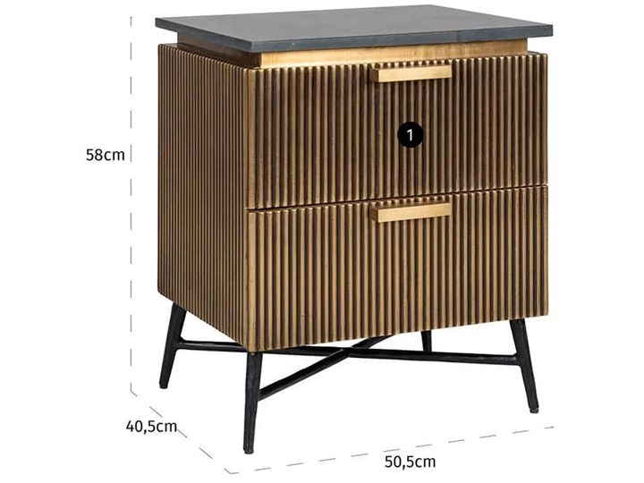 Szafka nocna RICHMOND IRONVILLE - marmur, metal, MDF, sklejka brzozowa Styl Nowoczesny Płyta MDF Płyta laminowana Nocne Kategoria Szafki i regały
