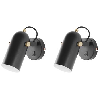 Beliani Zestaw 2 lamp ściennych czarny metalowy 17 cm regulowany klosz styl industrialny kinkiety do sypialni salonu