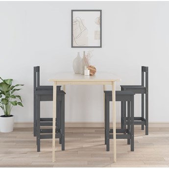 vidaXL 4-cz. zestaw krzeseł barowych, szary, drewno sosnowe