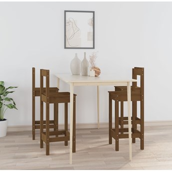 vidaXL Krzesła barowe, 4 szt., miodowy brąz, drewno sosnowe