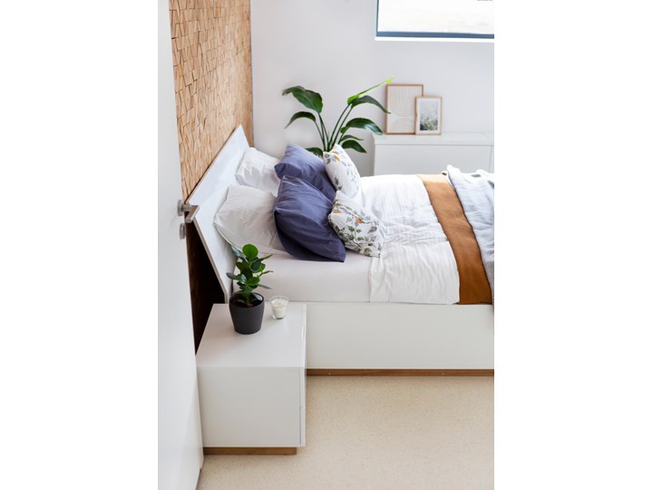 Łóżko z pojemnikiem rozmiar do wyboru FUTURA FU-13 biały/dąb riviera/biały połysk Metal Styl Nowoczesny Kategoria Łóżka do sypialni
