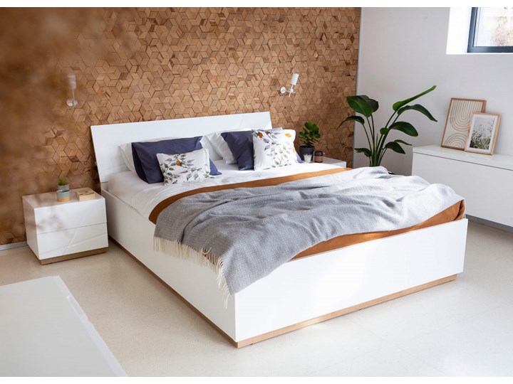 Łóżko z pojemnikiem rozmiar do wyboru FUTURA FU-13 biały/dąb riviera/biały połysk Styl Nowoczesny Metal Kategoria Łóżka do sypialni