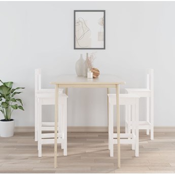 vidaXL 4-cz. zestaw krzeseł barowych, biały, drewno sosnowe