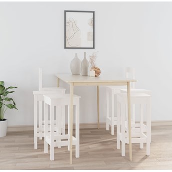 vidaXL 6-cz. zestaw krzeseł barowych, biały, drewno sosnowe