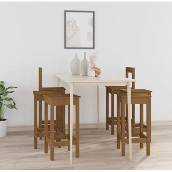 vidaXL 6-cz. zestaw krzeseł barowych, miodowy brąz lite drewno sosnowe