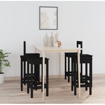 vidaXL 6-cz. zestaw krzeseł barowych, czarny, drewno sosnowe