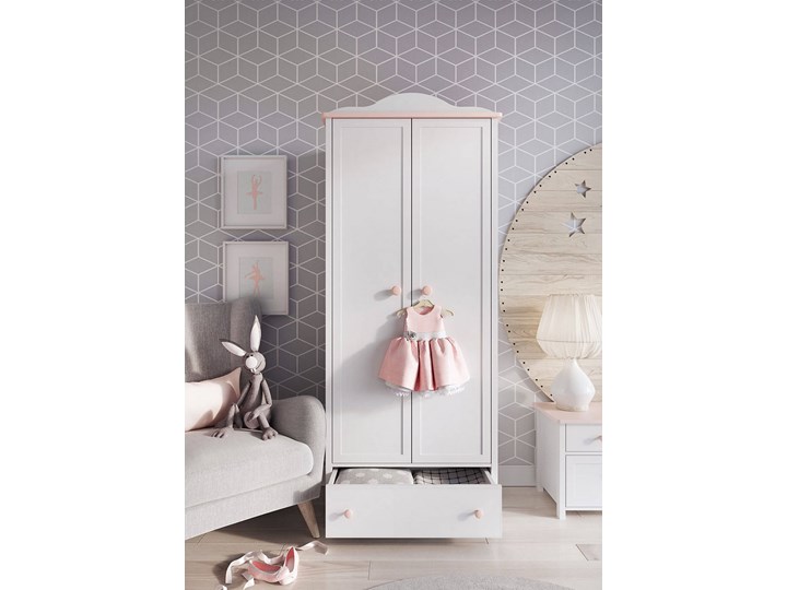 Łóżko z materacem LUNA LN-08 biały/różowy Drewno Styl Nowoczesny Kategoria Łóżka do sypialni