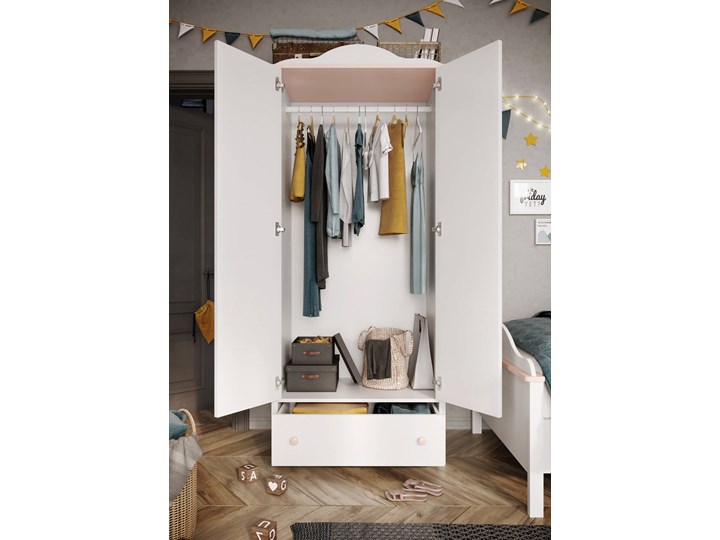 Łóżko z materacem LUNA LN-08 biały/różowy Drewno Styl Nowoczesny Kategoria Łóżka do sypialni