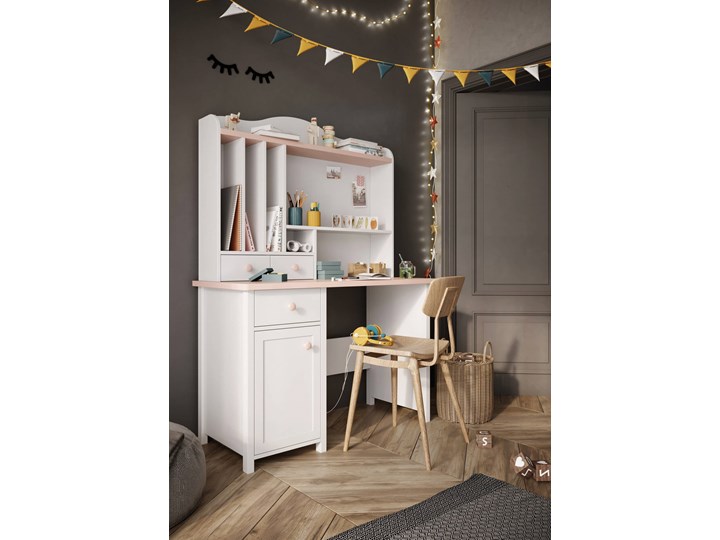 Łóżko z materacem LUNA LN-08 biały/różowy Styl Nowoczesny Drewno Kategoria Łóżka do sypialni