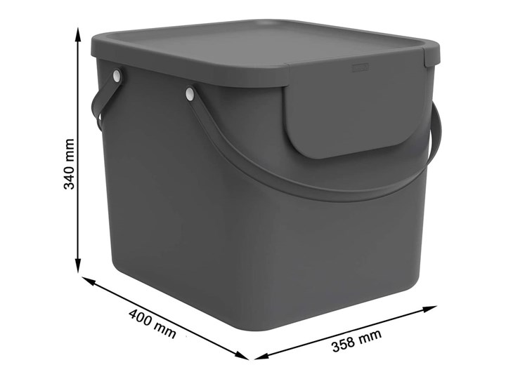 Szary pojemnik na odpady kompostowalne 40 l Albula - Rotho Tworzywo sztuczne Kategoria Kosze na śmieci