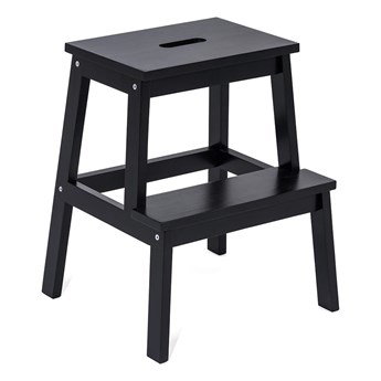Czarny stołek z drewna kauczukowego ze schodkiem Corg – Bonami Selection