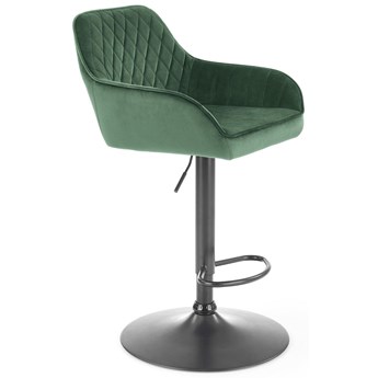 Hoker, krzesło barowe ciemna zieleń velvet H103 czarna podstawa