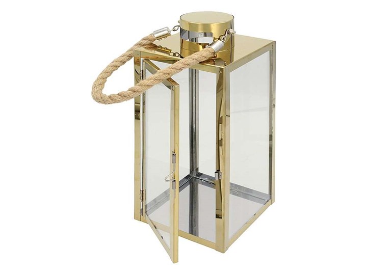 Lampion Arana Gold 30cm, 12,5 x 12,5 x 30 cm Metal Szkło Kolor Złoty Kategoria Świeczniki i świece