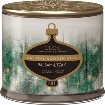 Candle-lite CLCo świąteczna luksusowa świeca zapachowa z drewnianym knotem 14 oz 396 g - No. 81 Balsam & Teak