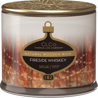 Candle-lite CLCo świąteczna luksusowa świeca zapachowa z drewnianym knotem 14 oz 396 g - No. 82 Fireside Whiskey