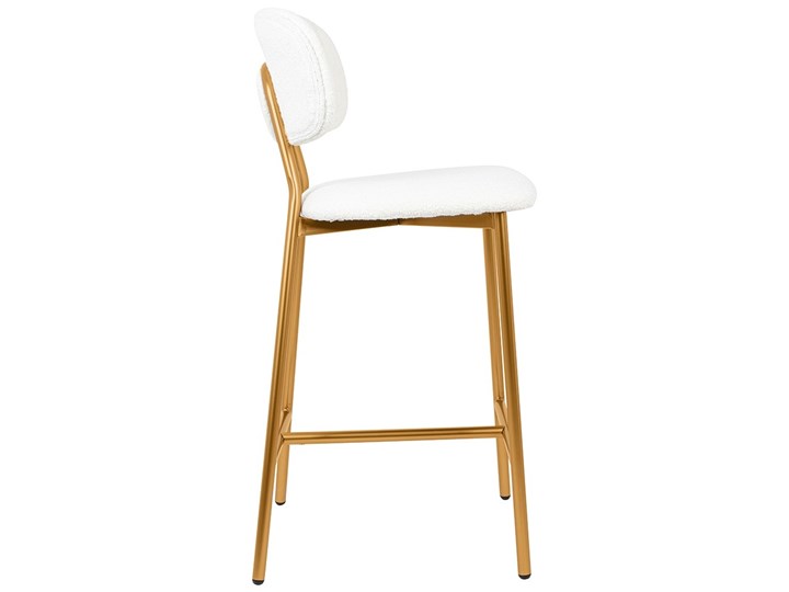 Krzesło barowe hoker FABIOLA BOUCLE białe na złotej podstawie Głębokość 50 cm Wysokość 94 cm Tkanina Szerokość 45 cm Metal Pomieszczenie Kuchnia