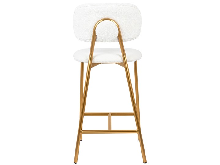 Krzesło barowe hoker FABIOLA BOUCLE białe na złotej podstawie Metal Wysokość 94 cm Głębokość 50 cm Pomieszczenie Kuchnia Szerokość 45 cm Tkanina Styl Nowoczesny