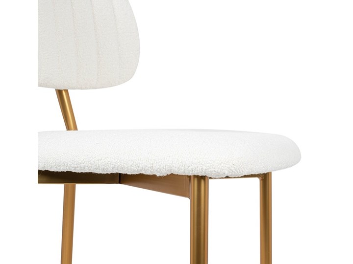 Krzesło barowe hoker FABIOLA BOUCLE białe na złotej podstawie Pomieszczenie Kuchnia Metal Głębokość 50 cm Wysokość 94 cm Tkanina Szerokość 45 cm Typ Tapicerowane