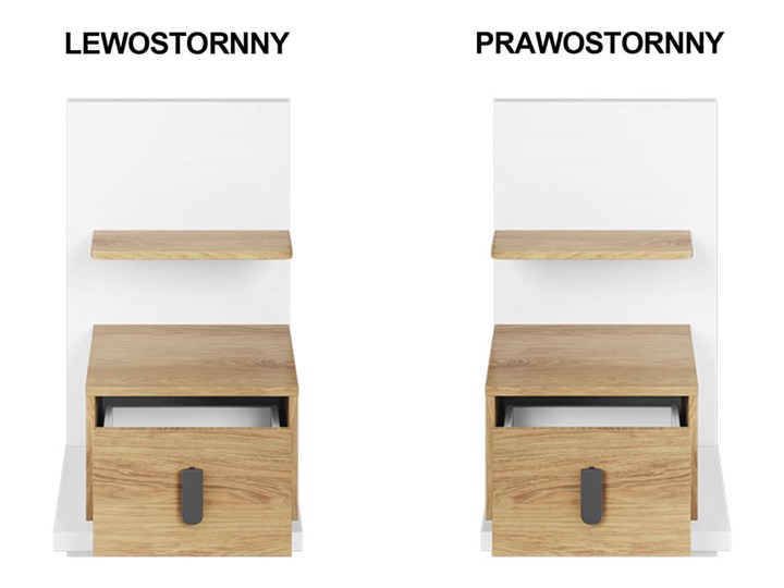Stolik nocny SIMI MS-08 biały / hikora naturalna Płyta meblowa Płyta laminowana Kategoria Szafki nocne Głębokość 45 cm Wysokość 70 cm Płyta MDF Szerokość 43 cm Styl Nowoczesny