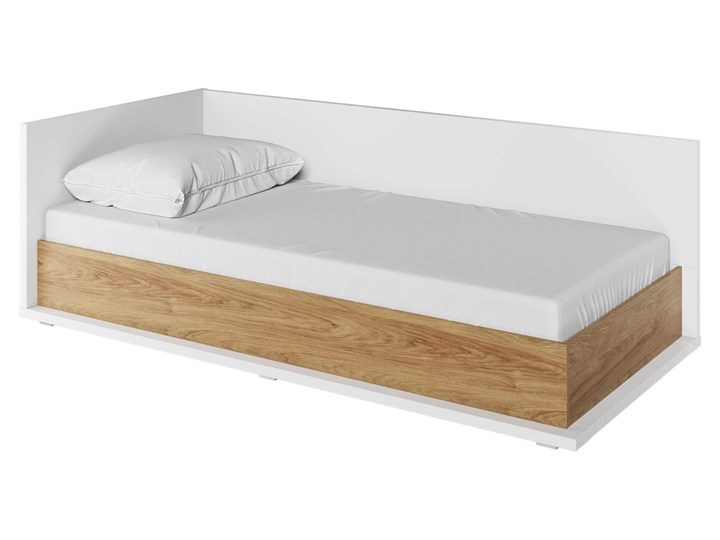 Łóżko z materacem SIMI MS-09 biały / hikora naturalna