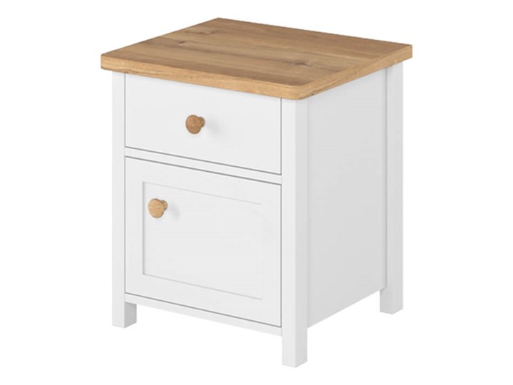 Stolik nocny STORY SO-07 biały / dąb nash Wysokość 51 cm Płyta laminowana Głębokość 42 cm Drewno Płyta MDF Styl Nowoczesny Szerokość 45 cm Płyta meblowa Kategoria Szafki nocne