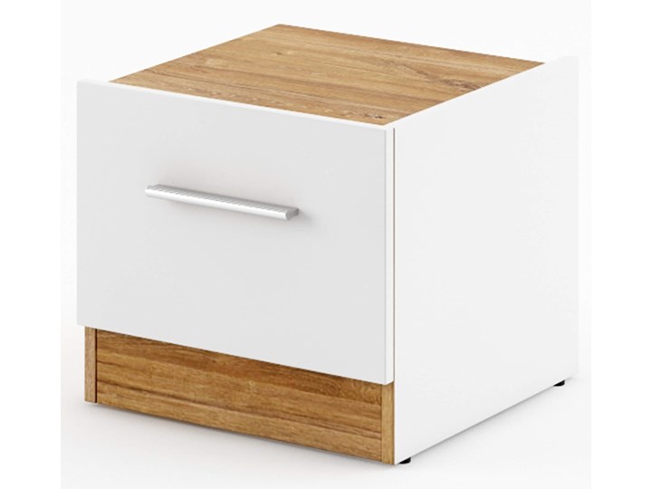 Stolik nocny DENTO DT-03 biały / dąb stirling Wysokość 35 cm Drewno Płyta MDF Płyta meblowa Płyta laminowana Szerokość 40 cm Głębokość 40 cm Kolor Szary