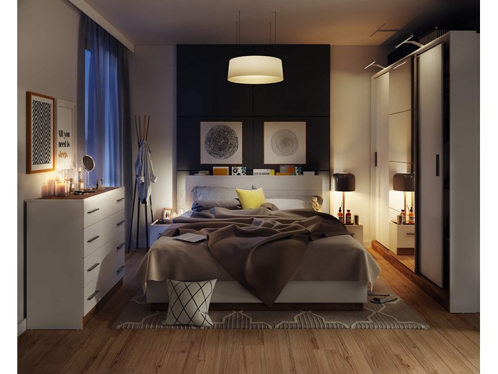 Stolik nocny DENTO DT-03 biały / dąb stirling Szerokość 40 cm Płyta laminowana Styl Nowoczesny Wysokość 35 cm Płyta meblowa Płyta MDF Głębokość 40 cm Drewno Kolor Szary