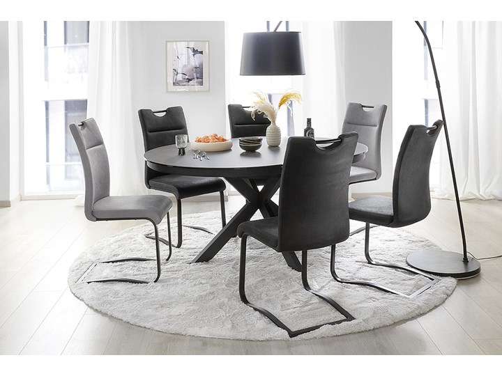 SELSEY Stół do jadalni Mittred rozkładany 120-160x120 cm antracyt/czarny mat Ceramika Wysokość 76 cm Stal Metal Szkło Pomieszczenie Stoły do jadalni