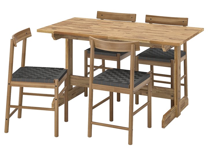 IKEA NACKANÄS / NACKANÄS Stół i 4 krzesła, akacja/akacja, 140 cm Kolor Brązowy Drewno Zestawy Stół z 4 krzesłami