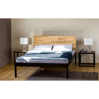 Łóżko drewniane z ramą metalową "Eri" z jednym szczytem