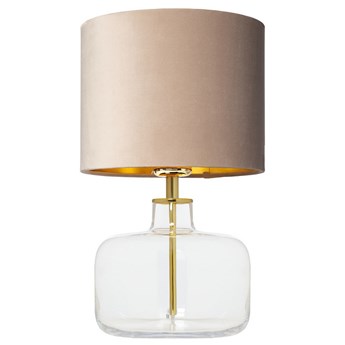 Kaspa - lampa stojąca Lora - szklana podstawa, wysokość 40 cm, transparentno - złoto - beżowa