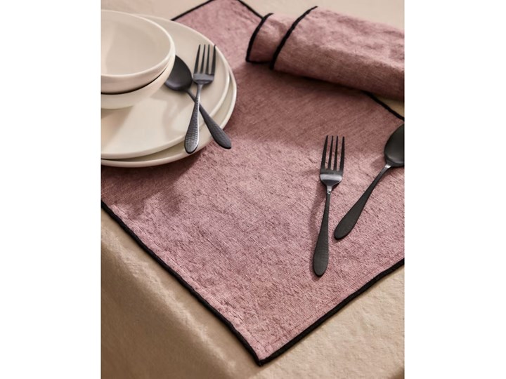 Zestaw dwóch podkładek z lnu i bawełny w kolorze bordowym 35x50 cm Bawełna Kategoria Podkładki kuchenne Kolor Różowy