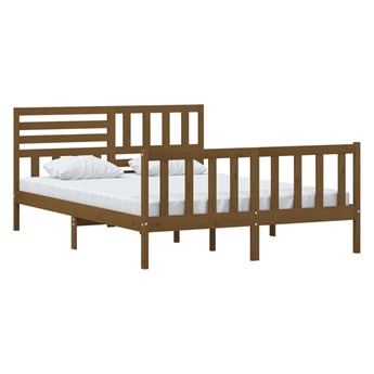 vidaXL Rama łóżka, brąz, lite drewno, 150x200 cm, King Size