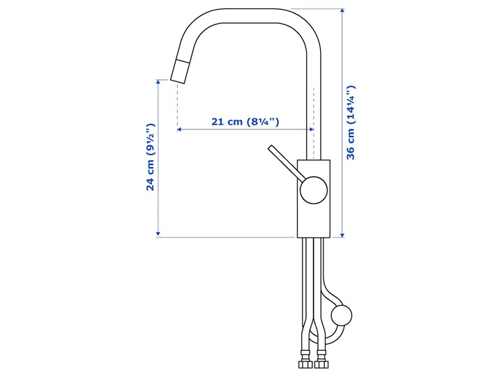 IKEA ÄLMAREN Bateria z wysuw wylotem wody, stalowy, Wysokość: 36 cm Kategoria Baterie kuchenne