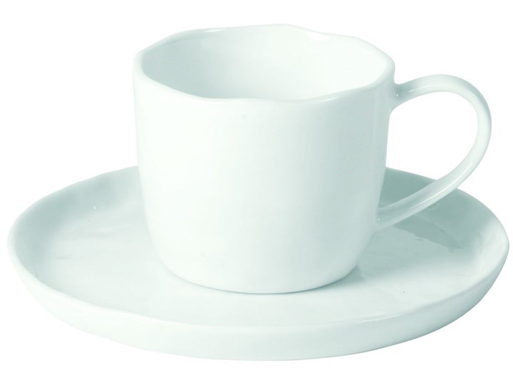 Filiżanka ze spodkiem porcelanowa biała Ø16x9 cm Kolor Biały Ceramika Porcelana Kategoria Filiżanki