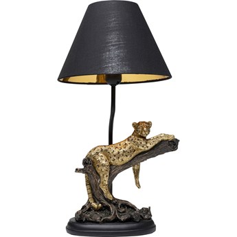Lampa stołowa motyw zwierzęcy lampart klosz czarny 28x50 cm