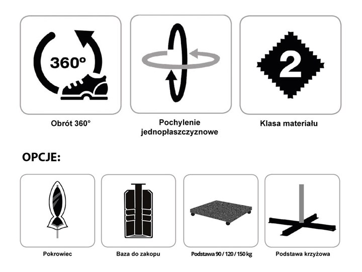 Parasol ogrodowy Voyager T1 3x2 m jasnoszary - stelaż antracytowy Kolor Czarny Parasole Kategoria Parasole ogrodowe