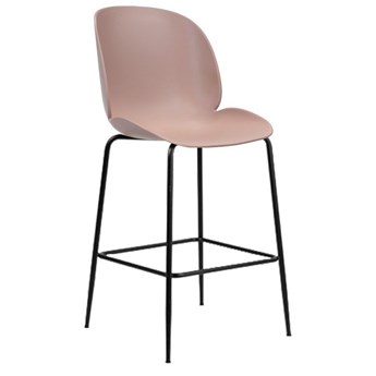 Hoker, krzesło barowe Boliwia PP różowe siedzisko, czarne nogi