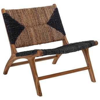 Fotel Grant 66x70 cm drewno tekowe - siedzisko naturalno-czarne