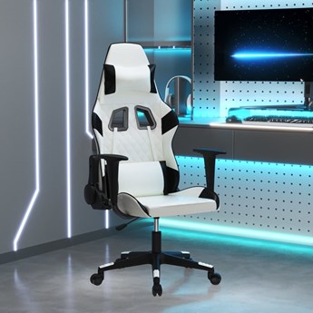 vidaXL Fotel gamingowy, biało-czarny, sztuczna skóra